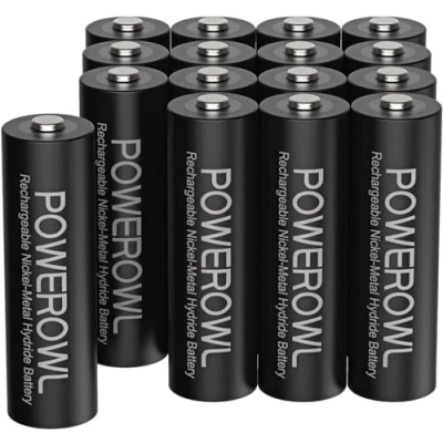Abbildung von POWEROWL Akku AA 2800mAh Wiederaufladbare 16 Stück (Geringe Selbstentladung, 1200 Zyklen) 1.2v NI MH Wiederaufladbar Batterien