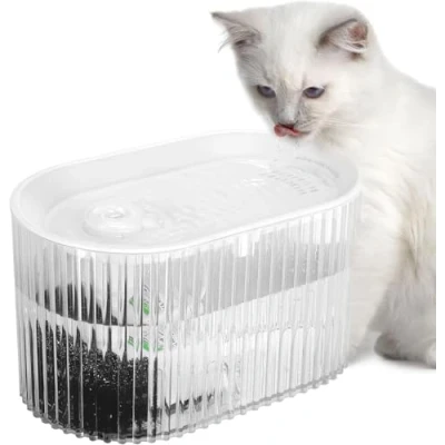 Abbildung von Katzen Wasserbrunnen, Haustier Elektrische Automatische, Ultra Leise Katzenbrunnen für den Innenbereich, Katze Gesunder Trinkbrunnen Kleine bis Mittlere Hund (Transparent, 1.5L)