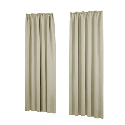 Abbildung von Deconovo Gardinen Vorhänge mit Kräuselband für Schiene Verdunkelungsvorhang Blickdicht Thermovorhang Wohnzimmer Schlafzimmer, 175x140 cm(HöhexBreite), Beige, 2er Set