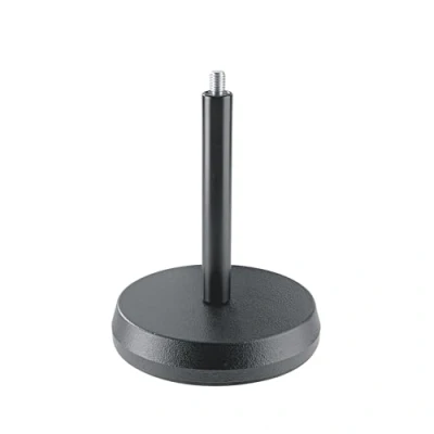 Abbildung von K&amp;M 232 Tischstativ Schwarz Stahl mit 17,5 cm Höhe 3/8“ Gewindeanschluss Gussrundsockel Trittschalldämpfung