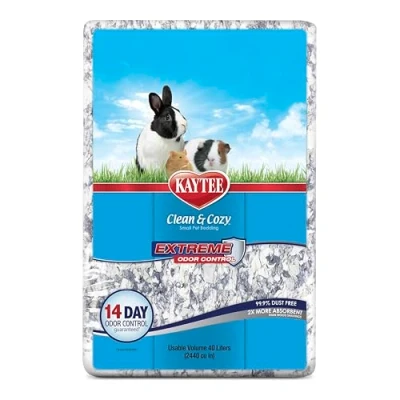 Abbildung von Kaytee Clean &amp; Cozy Streu für kleine Haustiere wie Mäuse, Rennmäuse, Nagetiere, Hamster, Kaninchen, Extremer Geruchskontrolle saugfähige Papierstreu, 99, 9 % staubfrei, 40L