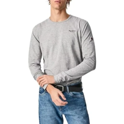 Abbildung von Pepe Jeans Original Basic Langarmshirt, Herren, Größe: Large, Grey marl
