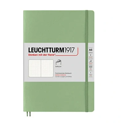 Abbildung von LEUCHTTURM1917 361592 Notizbuch Medium (A5), Softcover, 123 nummerierte Seiten, Salbei, dotted