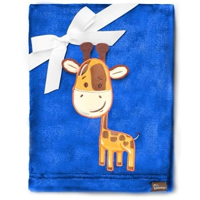 Abbildung von Be Mammy Warme Kuscheldecke Babydecke Blanket Baby Geschenk BE20 168 (Dunkelblau Giraffen)