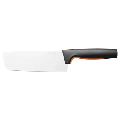 Abbildung von Fiskars Nakiri Gemüsemesser, Functional Form, Gesamtlänge: 28 cm, Japanischer Edelstahl/Kunststoff, 1057537, Schwarz / Orange