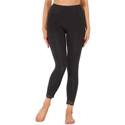 Abbildung von Merry Style Damen 7/8 Leggings mit Spitze MS10 342(Schwarz,S)