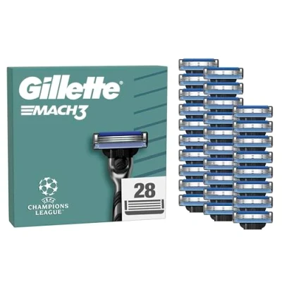 Abbildung von Gillette Mach3 Rasierklingen für Männer, 28 Original Ersatzklingen, Klingen Herren mit Gleitstreifen ein sanftes Gleiten und Klingenbeschichtung