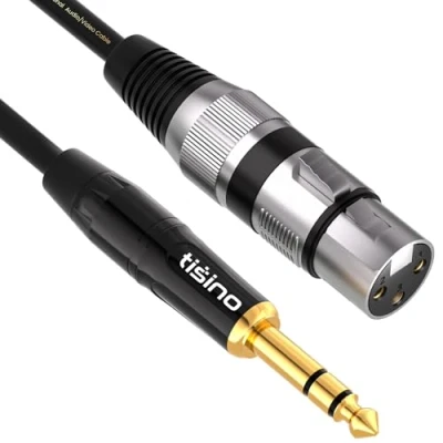 Abbildung von Tisino XLR auf Klinke 6,3, Buchse 6,3 mm Klinken Stereo Mikrofonkabel Symmetrisches Signalverbindungskabel 3M