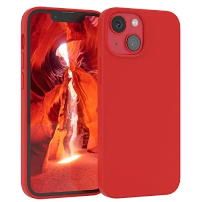 Abbildung von EAZY Case Silikon Hülle für iPhone 13 Mini weich stoßfeste Schutzhülle mit Kameraschutz Handyhülle Silikonhülle Dünn Premium Mikrofaser Schutz Cover Phone in Rot