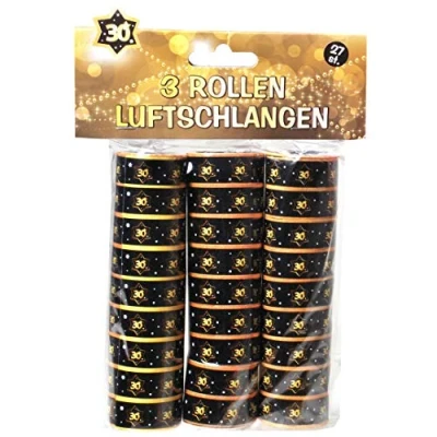 Abbildung von Udo Schmidt 13005 Luftschlangen 3 Rollen je 9 Stück schwarz / gold Zahl: 30