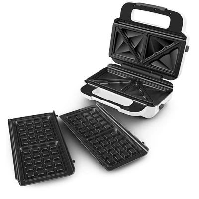 Abbildung von Tefal SW7011 Snack XL Sandwichmaker &amp; Waffeleisen 2 antihaftbeschichtete Plattensets Extra tiefe Form Platten sind spülmaschinengeeignet Inklusive Rezeptheft 850W 27.6 x 23.8 9.8 cm