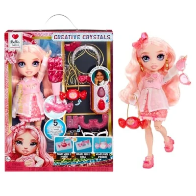 Abbildung von Rainbow High Creative Crystals Bella Pinkfarbene 28 cm Modepuppe mit Make It Kit für Kristall Accessoires, Ring Dich, Basteln, Harz Spielset, Geschenk Kinder ab 8, Nicht ESSBAR