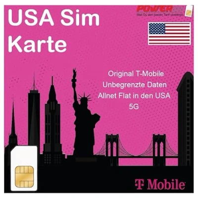 Abbildung von T Mobile Prepaid SIM Karte Unbegrenzte Internetdaten in den USA, 5 GB kostenloses Roaming Kanada und Mexiko mit unbegrenzten Anrufen Texten, unbegrenzt 21 Tage lang