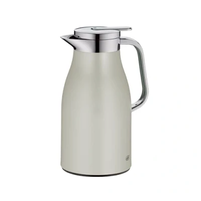 Abbildung von alfi Skyline 1,0l, Silver Lining, Edelstahl Isolierkanne mit hygienischem Hartglaseinsatz, Drehverschluss bequemer Drucktaste, ergonomischer Griff, ideal als Kaffeekanne, Teekanne