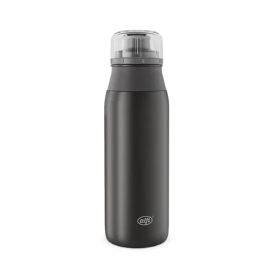 Abbildung von alfi ELEMENT BOTTLE 600ml, schwarz matt, leichte Trinkflasche aus Edelstahl, absolut dicht mit Drehverschluss, für Kohlensäure, klein, spülmaschinenfest, BPA frei