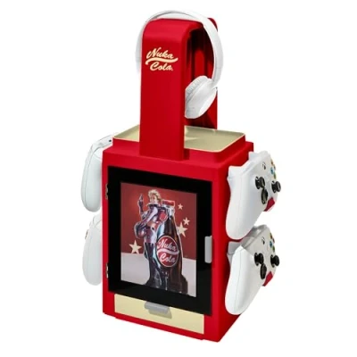 Abbildung von Numskull Offizieller Nuka Cola LED Licht Gaming Schrank, Controller Halter und Headset Ständer für PS4/PS5 Xbox Series XS Mehrere Beleuchtungseinstellungen Offizielles Fallout Merchandise