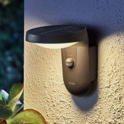 Abbildung von PHILIPS Aplique exterior de pared Tyla 18W Luz Neutra 4000k, con sensor movimiento y alimentación solar, protección IP44