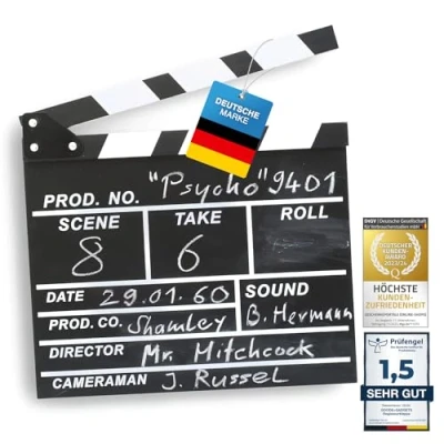 Abbildung von GOODS+GADGETS Filmklappe Regisseurklappe XXL Hollywood Deko Regie Film Klappe Kreidetafel Requisite