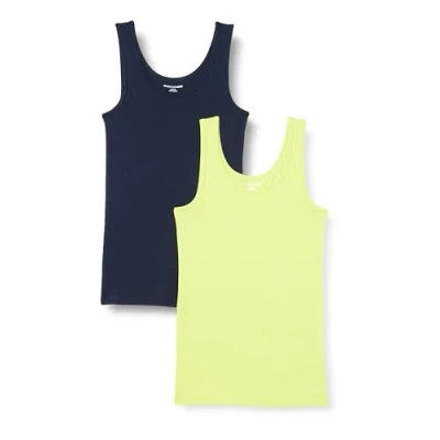 Abbildung von Amazon Essentials Damen Tanktop, Schmale Passform, 2er Pack, Lindgrün/Marineblau, S