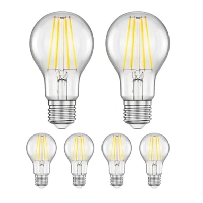 Abbildung von ledscom.de 6 Stück E27 LED Leuchtmittel, A60, warmweiß (2700 K), 7,1 W, 963lm, 3 Stufen Dimmer