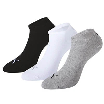 Abbildung von Puma Damen Unisex Sneaker Plain 3p Socken, Grau / Weiß Schwarz, 43 46 EU