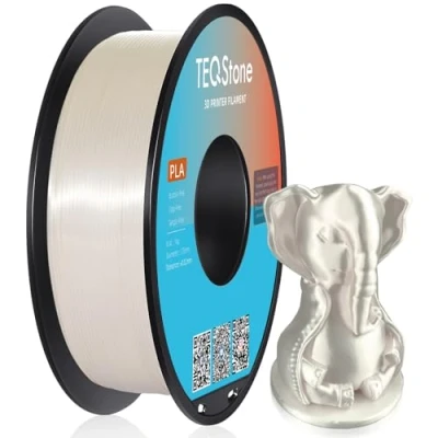Abbildung von TEQStone Silk PLA Filament 1.75mm Weiß 1KG, Maßhaltigkeit +/ 0.02mm Spule Sauber Gewickelt 3D Drucker Vakuumverpackung