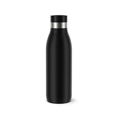 Abbildung von Emsa N31101 Bludrop Color Trinkflasche 0,5 Liter 100% dicht Quick Press Verschluss Ergonomischer 360 Trinkgenuss 12h warm, 24h kühl Edelstahl Schwarz