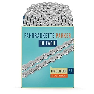 Abbildung von Alphatrail Fahrradkette Parker 10 fach 116 Glieder I Kompatibel mit Shimano, SRAM, KMC, Connex, Campagnolo Inkl. Kettenschloss
