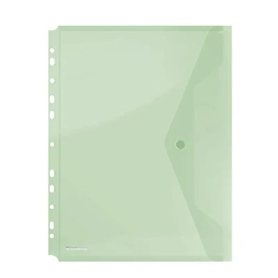 Abbildung von DONAU Kuvertmappe mit Klammer 8540001PL 06 Grün, Dokumententasche zum Abheften Dokumentenmappe/ Sammelmappe Eurolochung Transparent für Schule Büro Qualität PP öko/Kunststoff Plastik