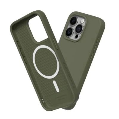 Abbildung von RhinoShield Case kompatibel mit [iPhone 15 Pro] SolidSuit MagSafe Stoßdämpfende &amp; schlanke Schutzhülle Premium Finish 3.5 Meter Fallschutz Algengrün