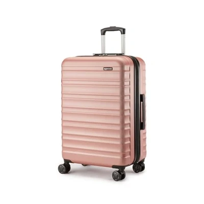 Abbildung von Amazon Basics Hartschalenkoffer, Mittelgroßer Koffer (68 cm), Kratzfeste ABS Schale, Erweiterbar, 4 Rollen, Roségold