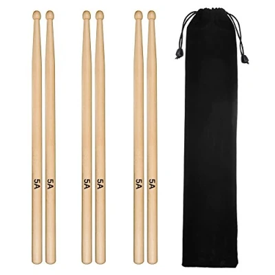 Abbildung von Tuloka 5A Trommelstöcke Klassisch Ahorn Drumsticks Student Drum Sticks Holz Spitze, 3 Paar