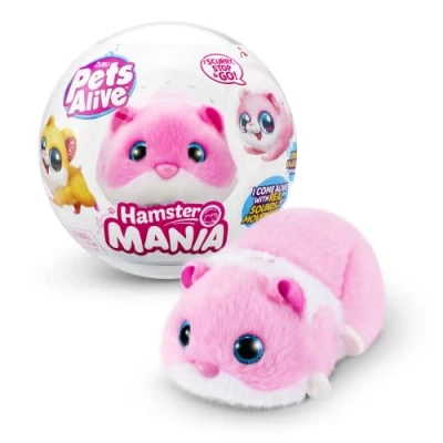 Abbildung von Pets Alive Hamster Mania von ZURU, Pink Hamster, Pet Nurture, Kuscheltier, Real Alive, 20+ Sounds Interaktiv, Elektronisches Haustier, (Pink)