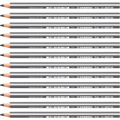 Abbildung von Dreikant Buntstift STABILO Trio dick 12er Pack grau