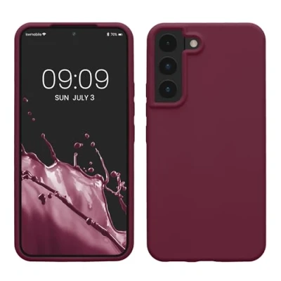 Abbildung von kwmobile Schutzhülle kompatibel mit Samsung S22 Hülle Silikon Case Handyhülle weiche Oberfläche kabelloses Laden Magenta Lila