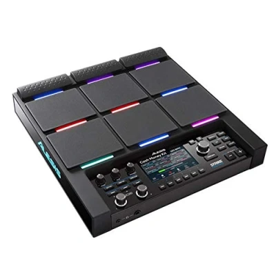 Abbildung von Alesis Strike Multipad Perkussions Pad mit 9 RGB hintergrundbeleuchteten Pads, Sampler, Looper, integrierter Soundkarte Ein und Ausgängen, 4,3 Zoll Display