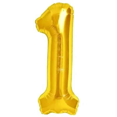 Abbildung von Luftballon 1. Geburtstag Zahl 1 Goldene XXL Riesen Folienballon 100cm Geburtstagsdeko Ballon Deko zum Geburtstag. Fliegt mit Helium.