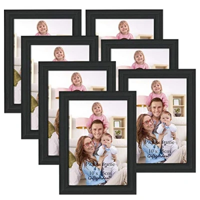Abbildung von Giftgarden 7 Stück Bilderrahmen Set 10x15 cm für 15x10 Fotos und Bilder, Schwarz Fotorahmen Collage, Wand oder Tischaufsteller Geschenk Freund