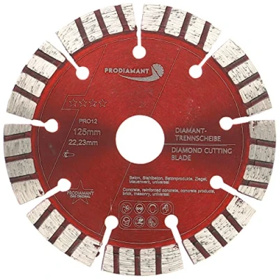 Abbildung von PRODIAMANT Turbo Diamant Trennscheibe Beton 125mm x 22,23 mm Segmenthöhe 12mm