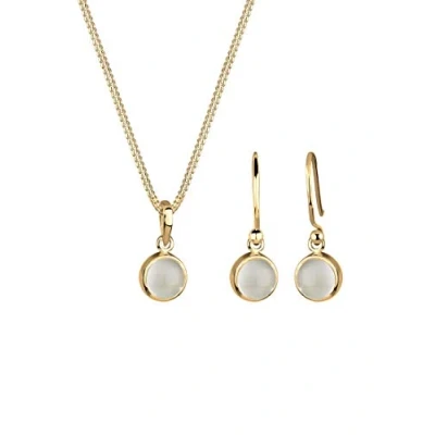 Abbildung von Elli Schmuckset Damen Mondstein Anhänger Elegant Schlicht in 925 Sterling Silber