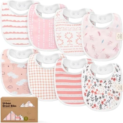 Abbildung von KeaBabies Baby Lätzchen für Jungen &amp; Mädchen 8er Pack Bio Baumwolle zum Zahnen Junge groß Säugling, Kleinkind (Sweet Charm)