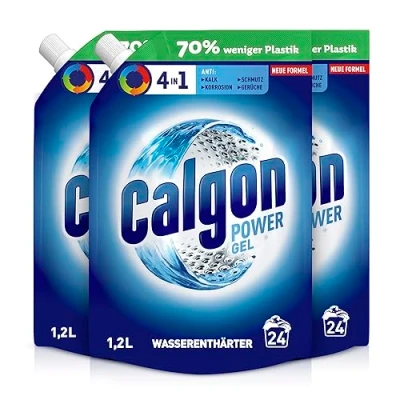 Abbildung von Calgon 4in1 Power Gel Wirksam gegen Kalk, Schmutz und Gerüche Schützender Wasserenthärter für die Waschmaschine 3 x 1,2 l in praktischer Nachfüllpackung