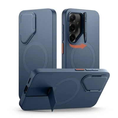Abbildung von SURITCH Magnetisch Hülle Kompatibel mit Samsung Galaxy S25 Plus 5G Handyhülle Metall Ständer &amp; Kameraschutz Stoßfest Schutzhülle Kratzfest Case für (Blau)