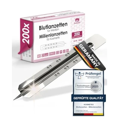 Abbildung von 200x Milienlanzetten, Lanzette, sterile spitze Kosmetex Blutlanzette, Einweglanzette