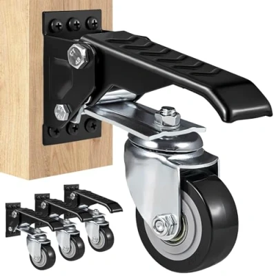 Abbildung von VEVOR 4er Set Lenkrollen Werkbank max. 74,8kg Tragfähigkeit Möbelrollen Doppelkugellager Schwerlastrollen aus Polyurethan Transportrollen mit Bremse Industrierollen 160x70x174mm