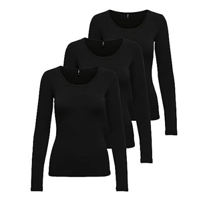 Abbildung von ONLY Damen Onllive Love LS O Neck TOP 3 Pack, S