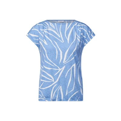 Abbildung von Cecil Ausbrenneroptik Tshirt print, Damen, Größe: Large, Blau