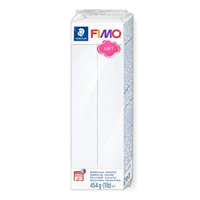 Abbildung von STAEDTLER ofenhärtende Modelliermasse FIMO soft, weiß, Großblock 454g, weich und geschmeidig, speziell für Einsteiger Hobbykünstler, 8021 0