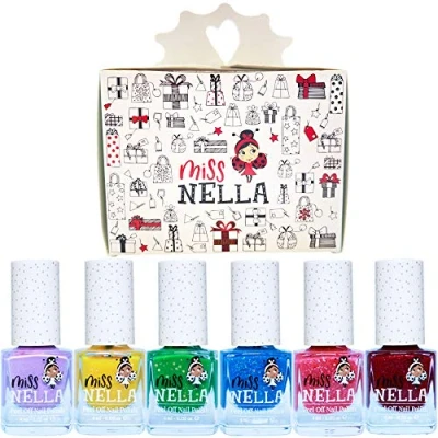 Abbildung von Miss Nella Weihnachtsglitter Special Glitzer 6er Pack Kinder Nagellack mit Peel off Formel auf Wasserbasis Non Toxic Glitter Weinachtssets für