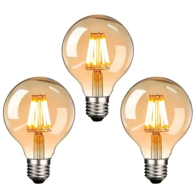 Abbildung von NUODIFAN LED Edison Glühbirne E27, 3 x Retro 8W Dimmbar Vintage Stil Filament Birne Lampe Amber Glas (800 Lumens, 2700K) Warmweiß